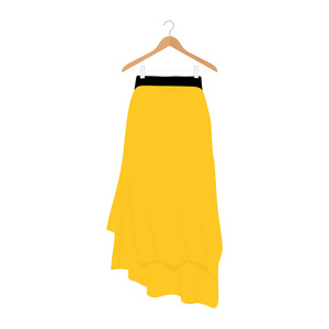 矢量黄色裙子模板设计时尚女性插图。 女式衣架裙