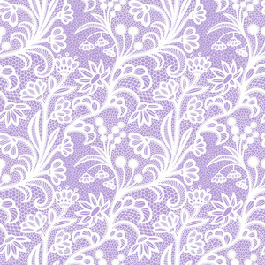 花边白色无缝图案与花紫罗兰背景