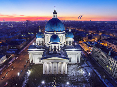 俄罗斯圣彼得堡三位一体大教堂鸟瞰图