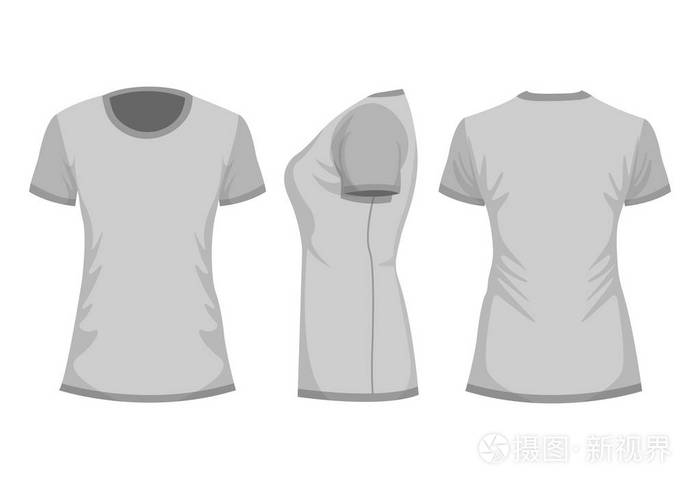 s tshirt with short sleeve. Front, back, side view. Isolated on