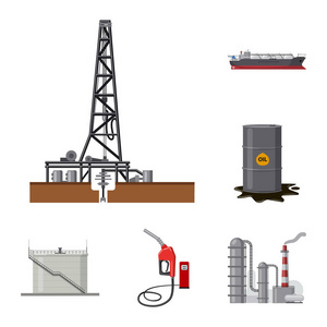 油气标志的矢量图解。石油和汽油库存的收集向量例证