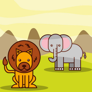 野生动物园的动物卡通