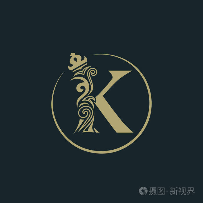 优雅的皇家风格. 书法美丽的圆形标志.