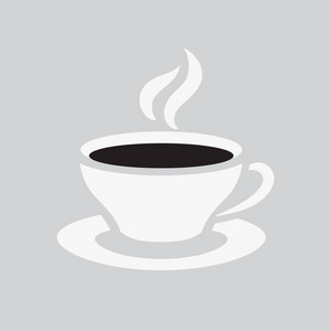 一杯咖啡图标。 咖啡厅或餐厅的热茶饮料象征。 矢量插图