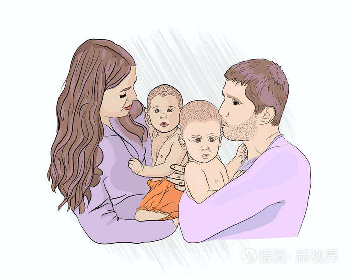 白色背景下的素描风格