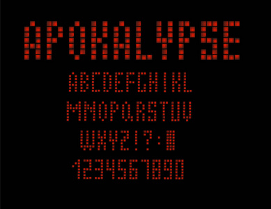 80秒复古字母表字体。启示录类型的字母和数字。用于设计的矢量字体