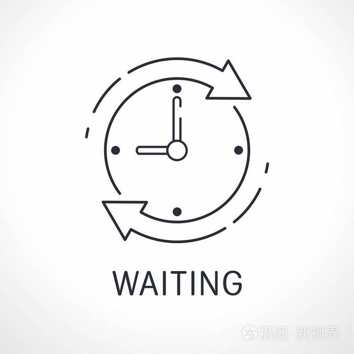 等待时间矢量线性图标隔离在白色背景上