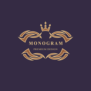 皇室,名片,精品店,酒店,纹章,珠宝的带皇冠的会徽标志.矢量图示照片