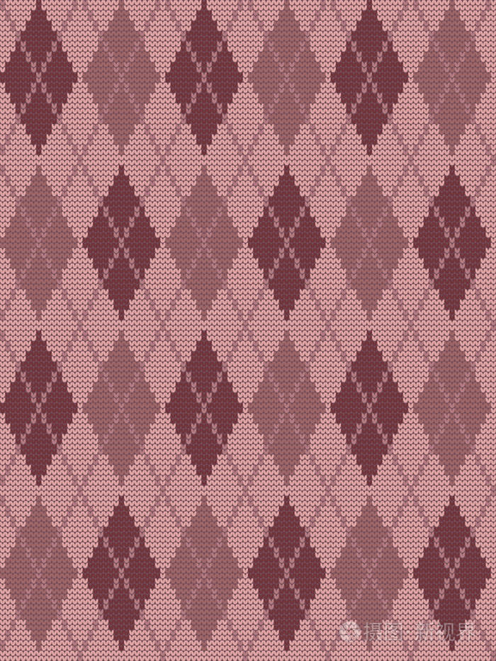 菱形无缝针织图案阿尔盖尔指纹粉红色的格子背景矢量图