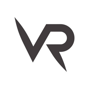 VR字母标志设计与创意现代时尚排版和黑色VR虚拟现实插图。