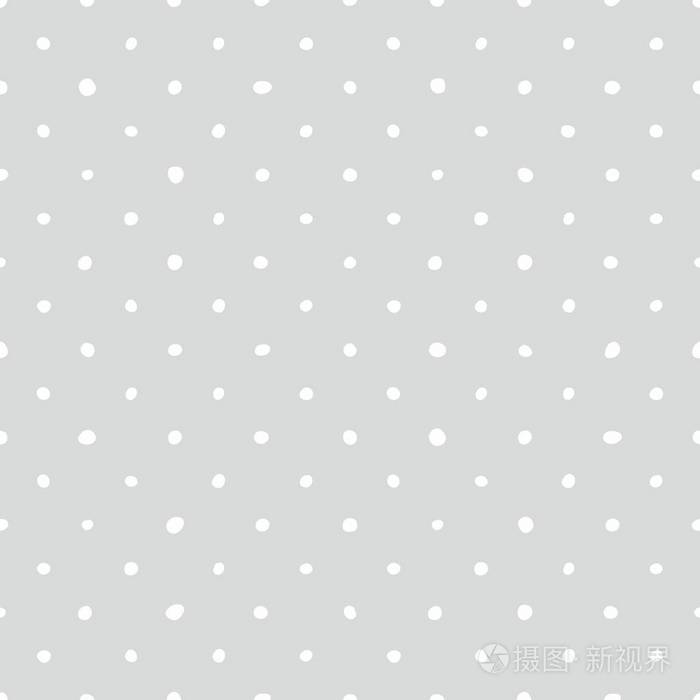 灰色背景下的瓷砖白色圆点无缝矢量图案