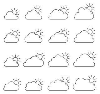 大多数是白色背景上的多云图标