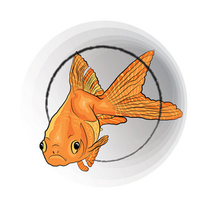 童话故事中的魔法鱼. 白色背景上的矢量插图. 素描风格照片