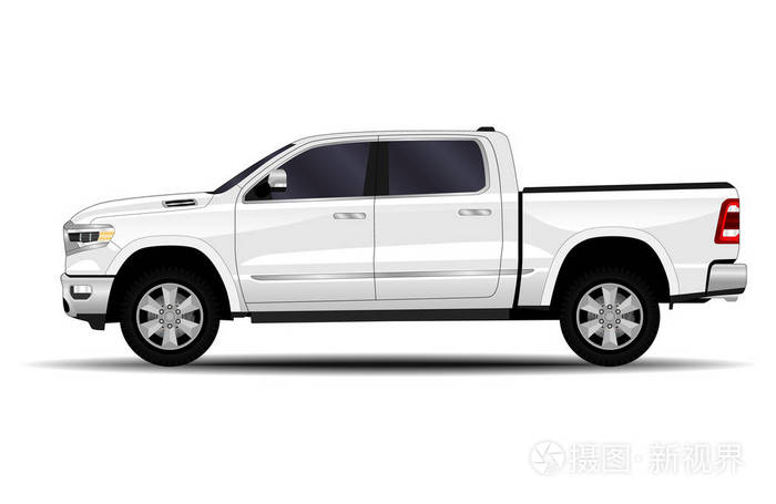 卡车皮卡. 侧视.