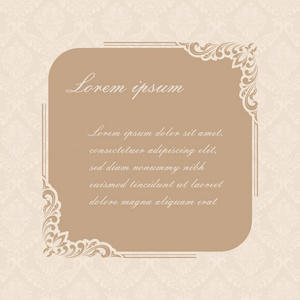 高档邀请函或结婚卡，复古装饰金框，美丽的丝状和复古边界，豪华明信片，装饰矢量