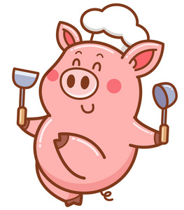 卡通厨师猪的矢量插图