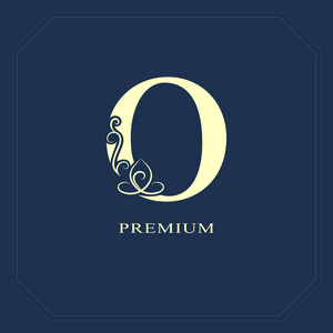 大写字母o.书法漂亮的标志,带标签.优雅的风格.