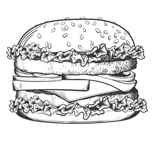汉堡素描图片
