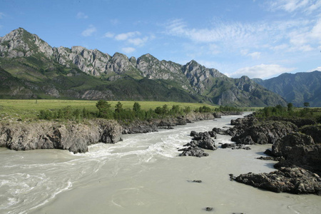 阿尔泰地区俄罗斯山区景观