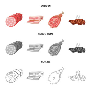 肉和火腿标志的向量例证。肉类和烹调股票的收集向量例证