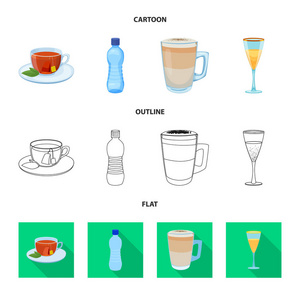 饮料和酒吧标志的向量例证。集合饮料和党载体媒介图标为股票