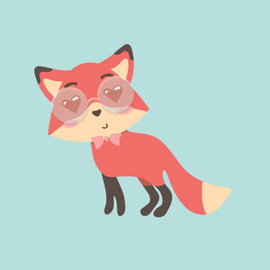 彩色背景上可爱的狐狸卡通。