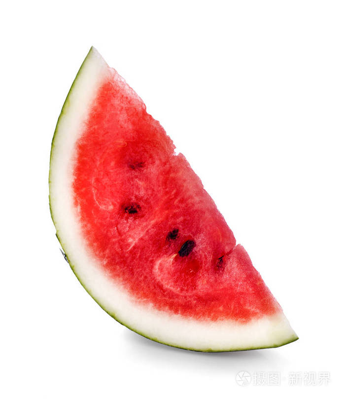 白色背景切块分离的成熟西瓜切片