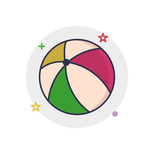 彩色球图标儿童玩具轮廓填充风格