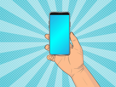手拿手机卡通图片