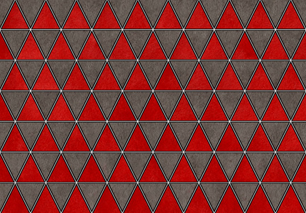 水彩红色和灰色三角形图案。 几何抽象纹理。