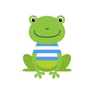 可爱的绿色水手青蛙卡通人物孤立在白色背景上. kawaii动物照片