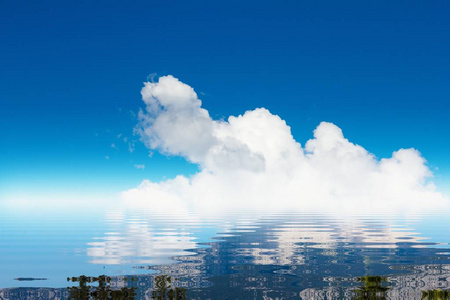 水自然景观天空夏季反射蓝色。 背景。