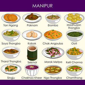 印度曼尼普尔美味的传统食品的插图