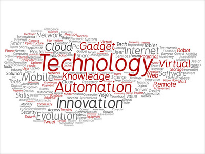 概念或概念数字智能技术创新媒体词云孤立背景。 信息互联网未来发展研究进化或情报文本的拼贴