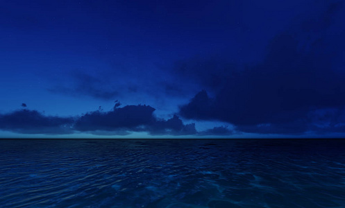 宁静的自然度假海景，夜晚在热带环境中有美丽的海浪