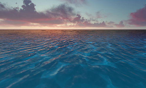 美丽宁静的自然度假海景，在热带环境中有美丽的海浪，清澈透明的纯净的碧水背景。 一个夏日旅行天堂和平3D插图