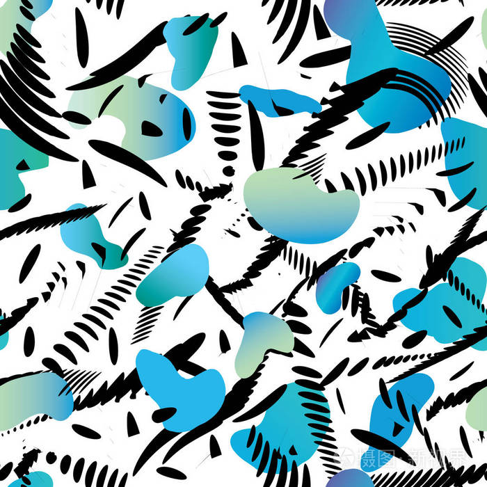 抽象时尚的现代纹理与飞溅. 艺术背景. 无缝图案与抽象彩绘形状.