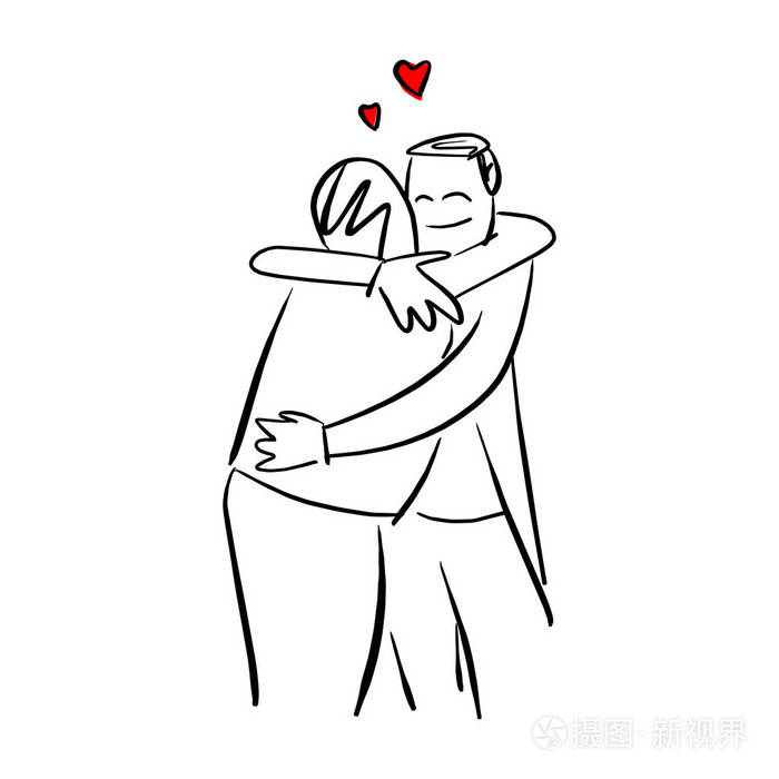 两个人拥抱的简笔画图片