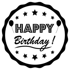 生日快乐现代贺卡. 矢量黑白插图.照片