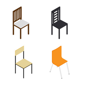 不同类型的椅子矢量集。 家具公寓办公室室内设计元素。 白色背景下孤立的家具