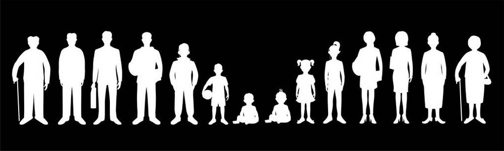 从婴儿到老人的男女一代照片