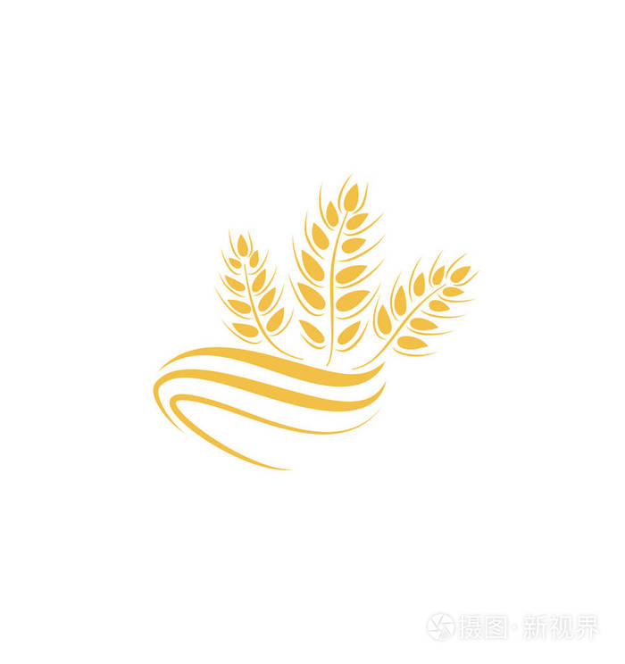 小麦图标. 农业农场标志. 天然粮食标志