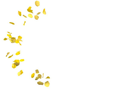 黄色的玫瑰花瓣在一个圆圈里飞舞。 你的照片或文字的中心免费空间。 孤立的白色背景
