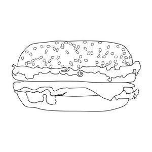彩绘汉堡，美味三明治，矢量插图，复古风格