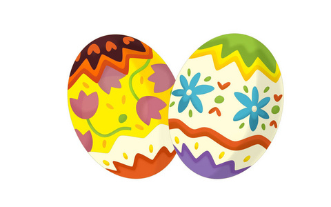 卡通快乐复活节现场与彩色复活节彩蛋设置白色背景插图儿童