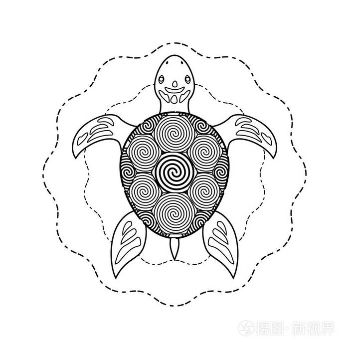 黑白向量龟着色书