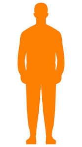 男子站立剪影橙色简单孤立矢量插图