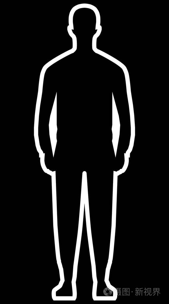 男子站立轮廓白色简单轮廓孤立矢量插图插画-正版商用图片188kmd-摄图