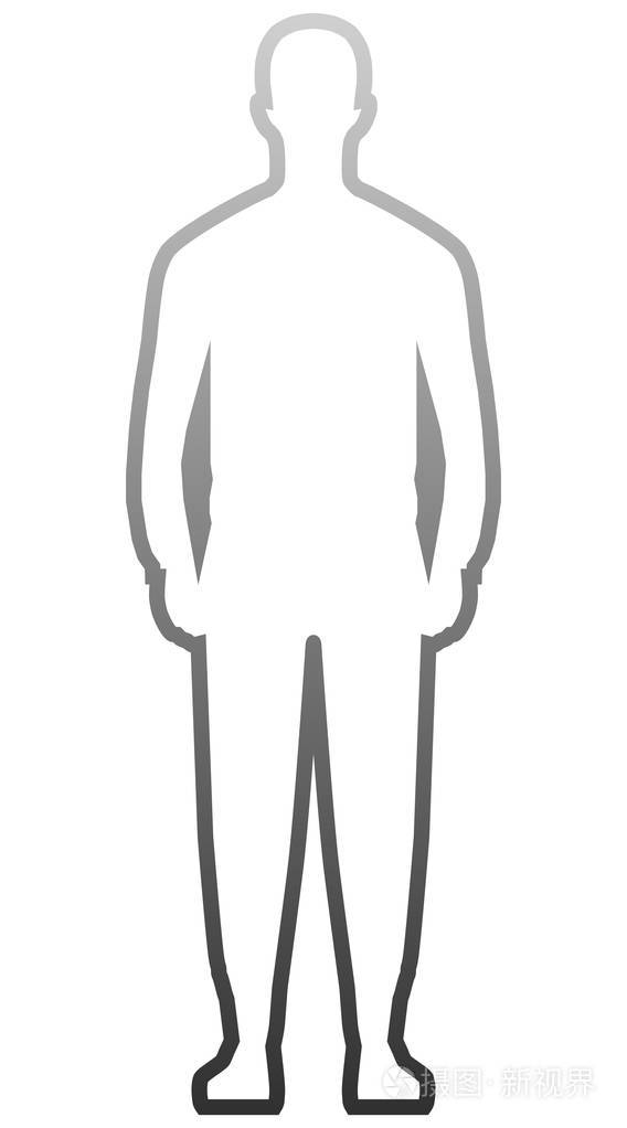 男子站立轮廓灰色渐变轮廓孤立矢量插图插画-正版商用图片188koj-摄图