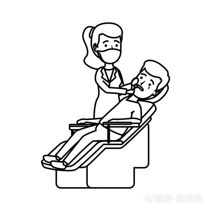 妇女牙医与患者在做法插画-正版商用图片188nw9-摄图新视界